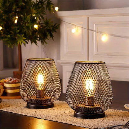 AuroraMesh Table Lamps Set | Industrial Metal Mesh, Set of Two 1