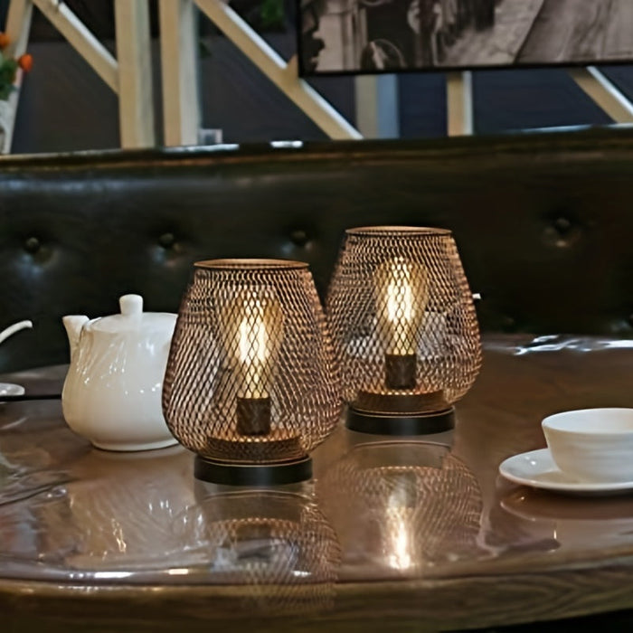 AuroraMesh Table Lamps Set | Industrial Metal Mesh, Set of Two 8