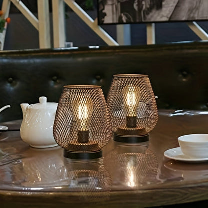 AuroraMesh Table Lamps Set | Industrial Metal Mesh, Set of Two 8