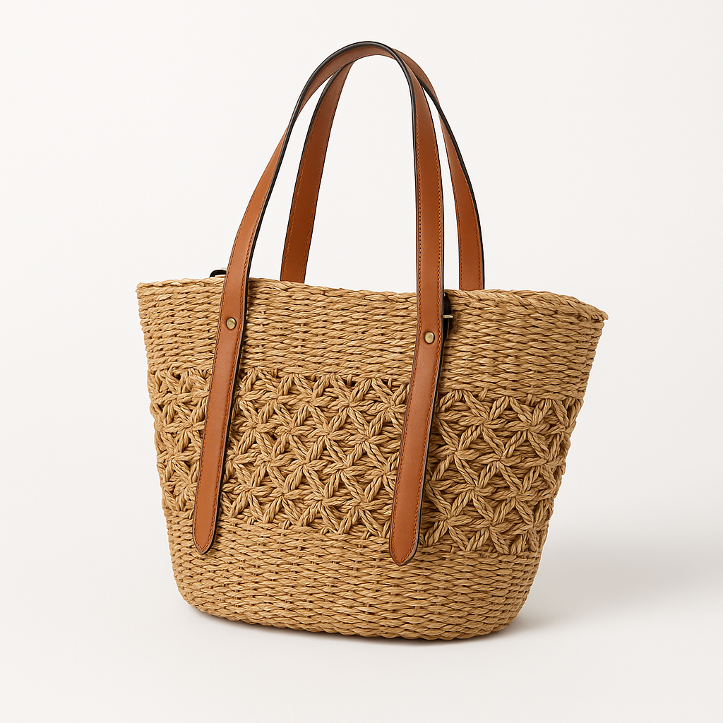 Blythe Shoulder Tote Bag | Handmade Woven Straw, Adjustable Strap 1
