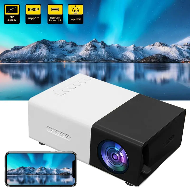 BrightBeam Mini Projector | Compact LED, Built-In Speakers, HDMI Compatible 0