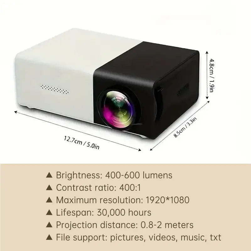 BrightBeam Mini Projector | Compact LED, Built-In Speakers, HDMI Compatible 3
