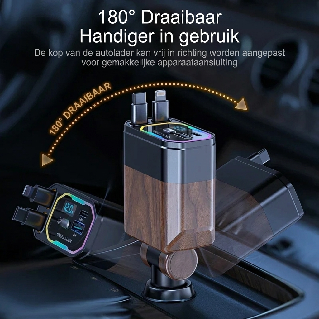 Cavo 4-in-1 Car Charger | 120W Fast Charging, Foldable Cable 1