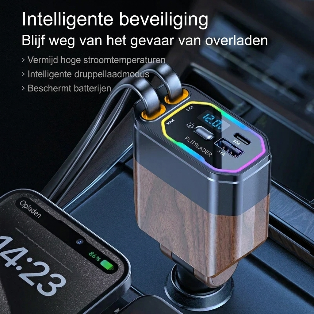Cavo 4-in-1 Car Charger | 120W Fast Charging, Foldable Cable 3
