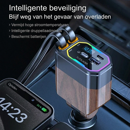 Cavo 4-in-1 Car Charger | 120W Fast Charging, Foldable Cable 3