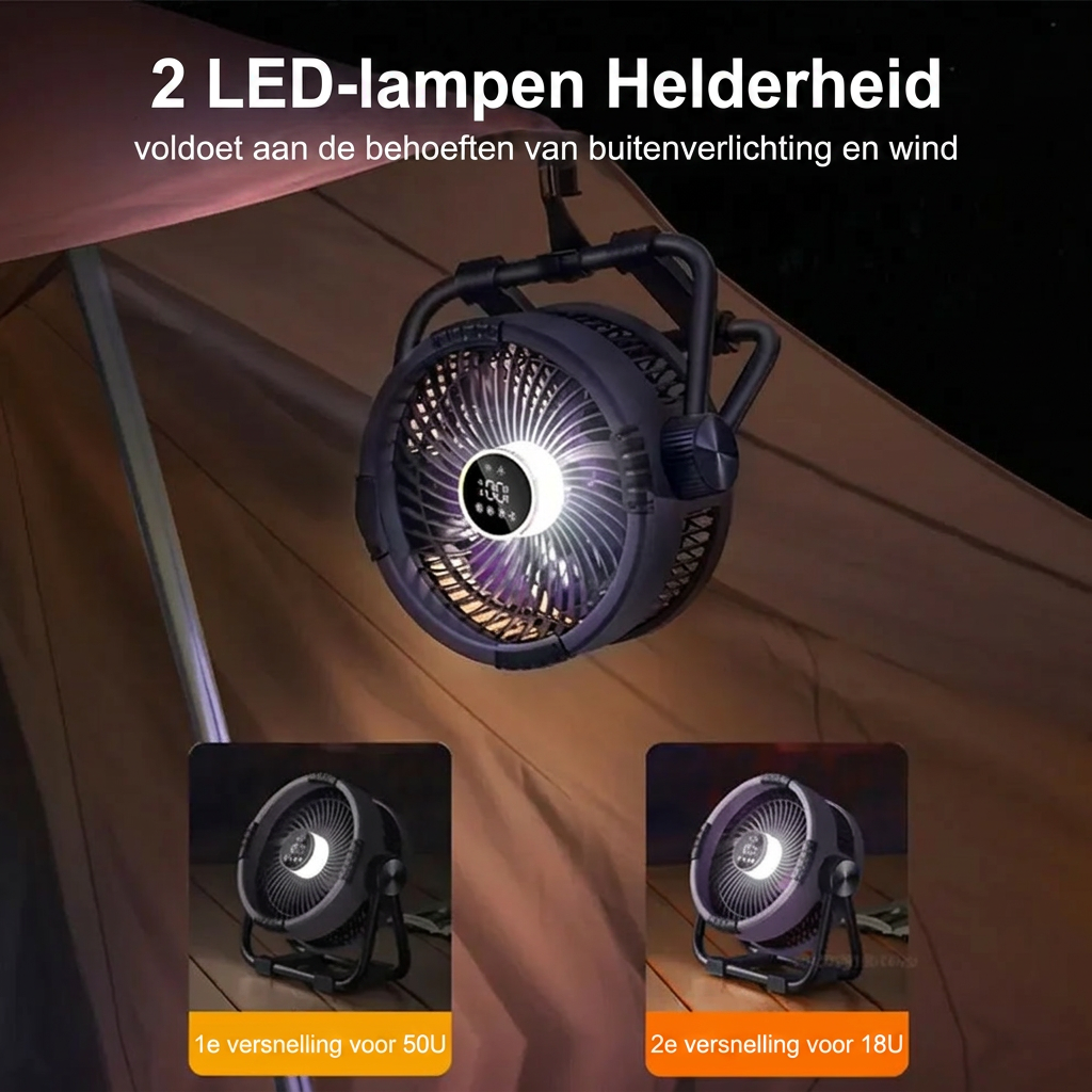 Cavo Camping Fan | 20000 mAh Battery, 360° Rotation, LED Light 4
