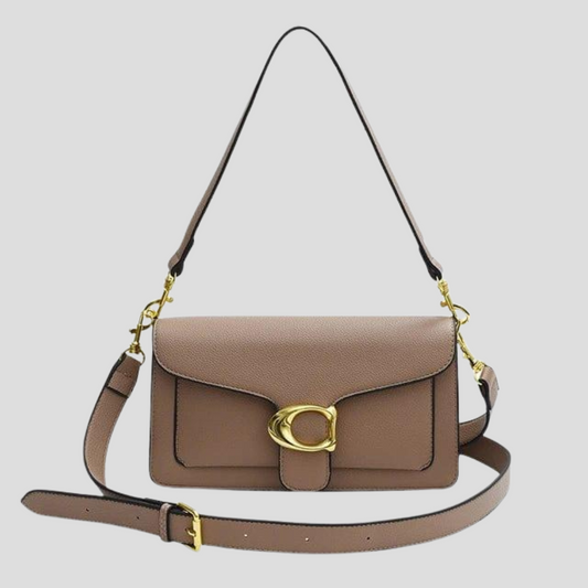 Celina Shoulder Bag | Structured, Vegan Leather, Gold Buckle 0