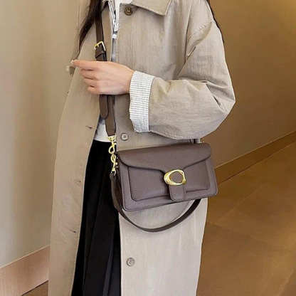 Celina Shoulder Bag | Structured, Vegan Leather, Gold Buckle 2