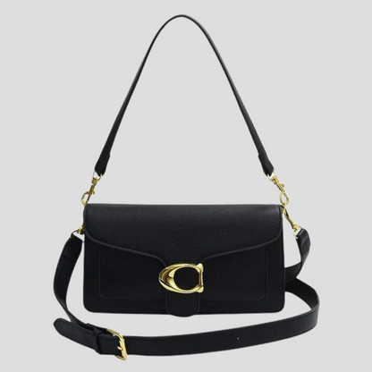 Celina Shoulder Bag | Structured, Vegan Leather, Gold Buckle 3
