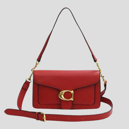 Celina Shoulder Bag | Structured, Vegan Leather, Gold Buckle 4