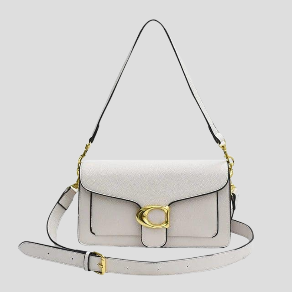 Celina Shoulder Bag | Structured, Vegan Leather, Gold Buckle 5