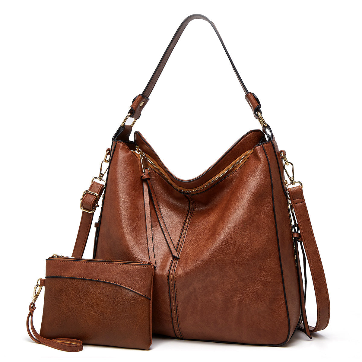Clara Shoulder Bag | Soft Leather with Gold Accents 1