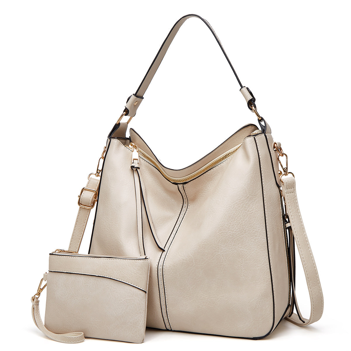 Clara Shoulder Bag | Soft Leather with Gold Accents 11
