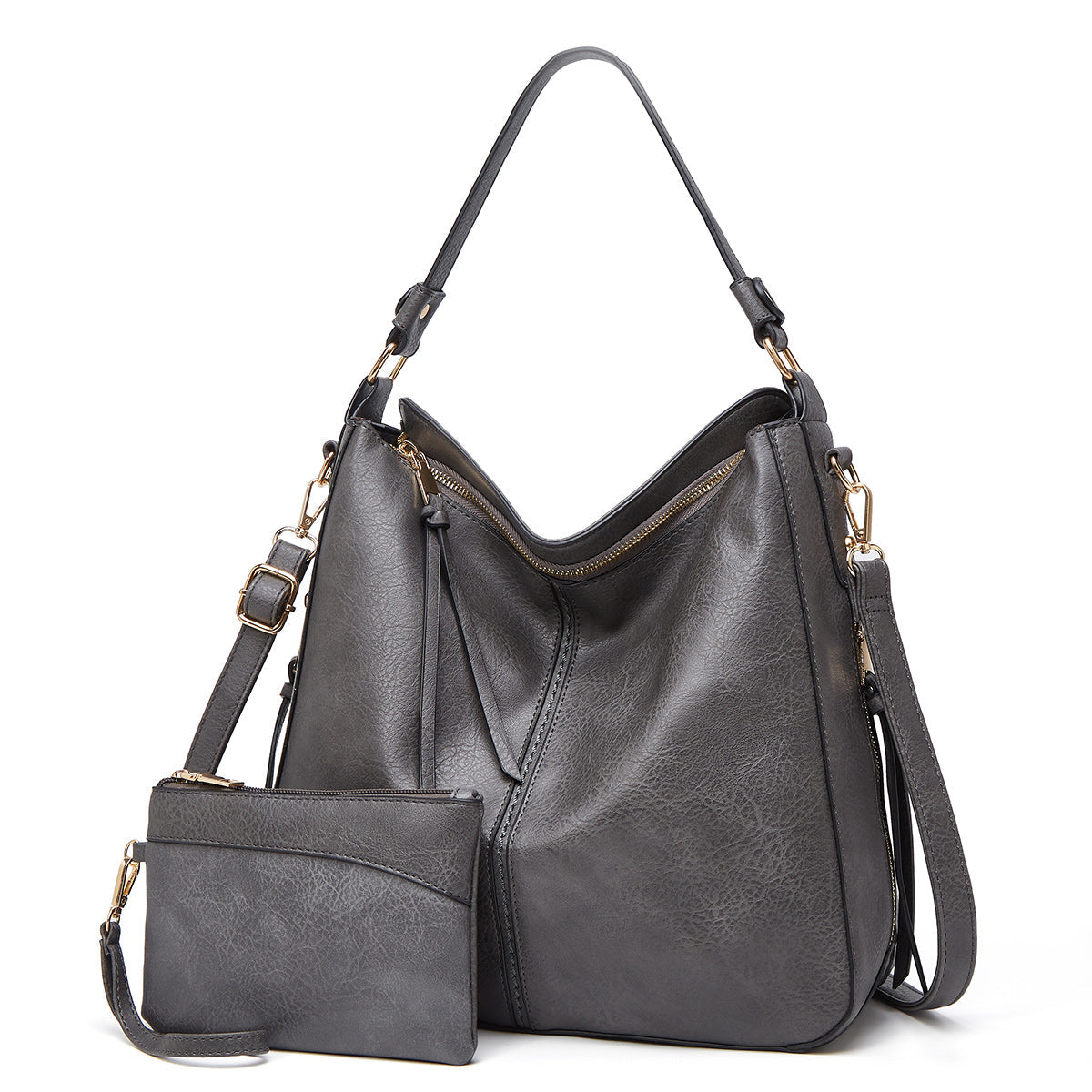Clara Shoulder Bag | Soft Leather with Gold Accents 12