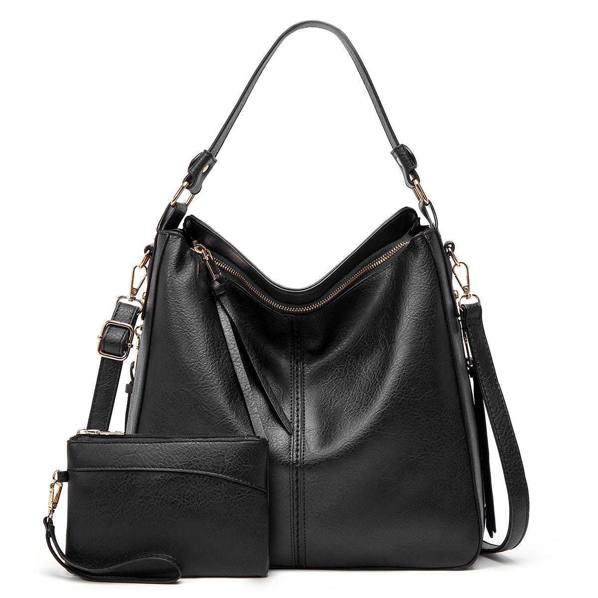 Clara Shoulder Bag | Soft Leather with Gold Accents 9