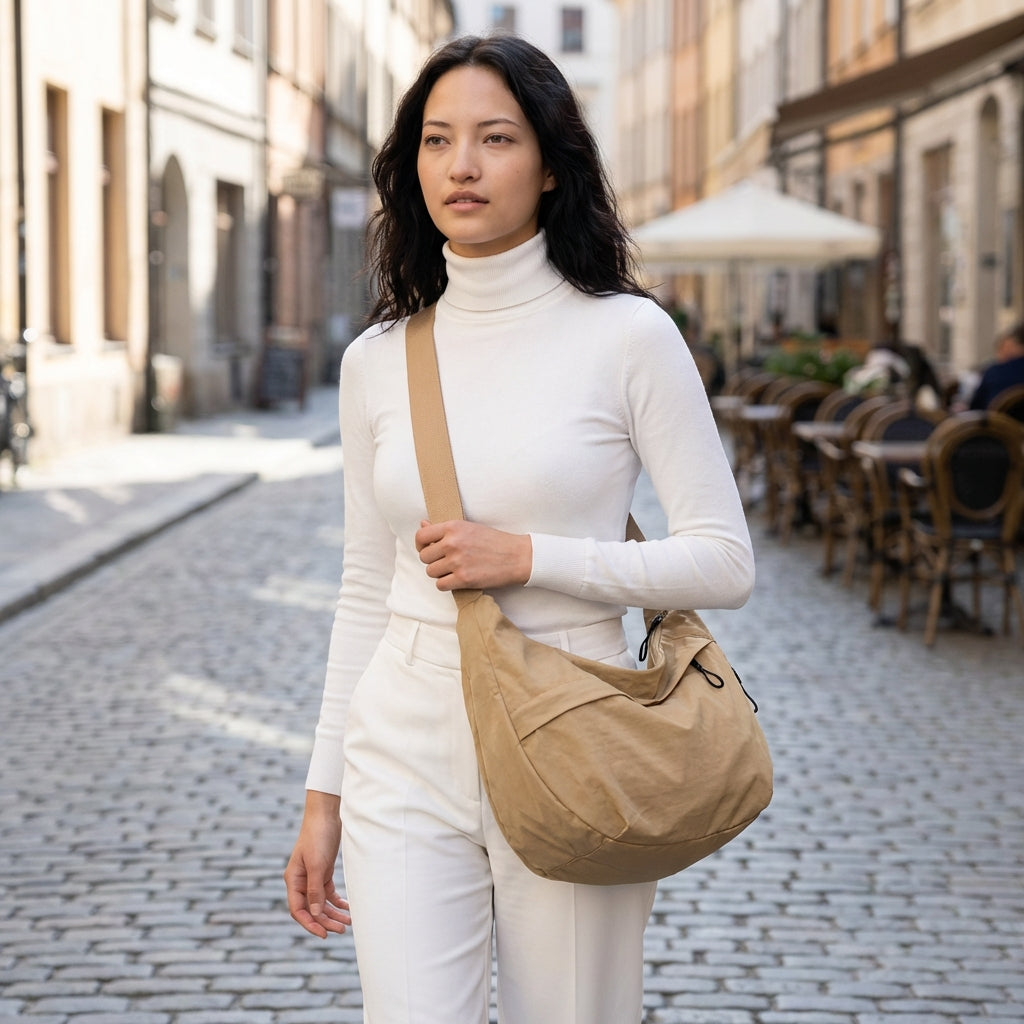 Cora Crescent Crossbody Bag | Nylon, Adjustable Strap 1