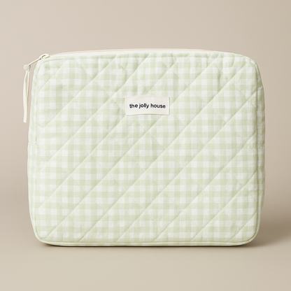 Cora Makeup Organizer | Quilted Cotton, Checkered Design for Cosmetics Storage 0