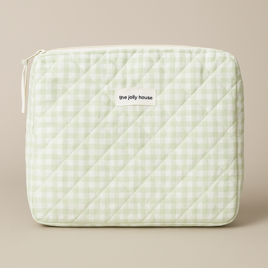 Cora Makeup Organizer | Quilted Cotton, Checkered Design for Cosmetics Storage 0