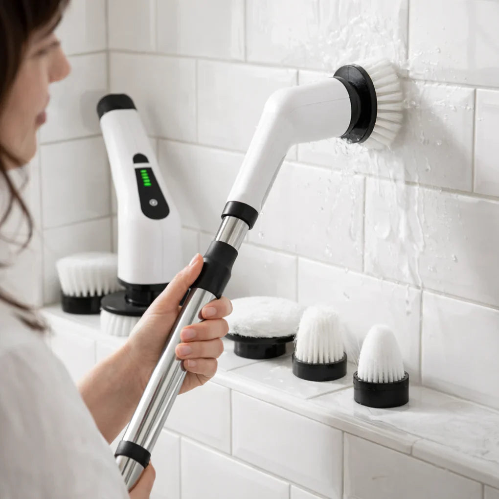 Cora Power Scrubber | Cordless, Adjustable Handle, 8 Brush Heads 1