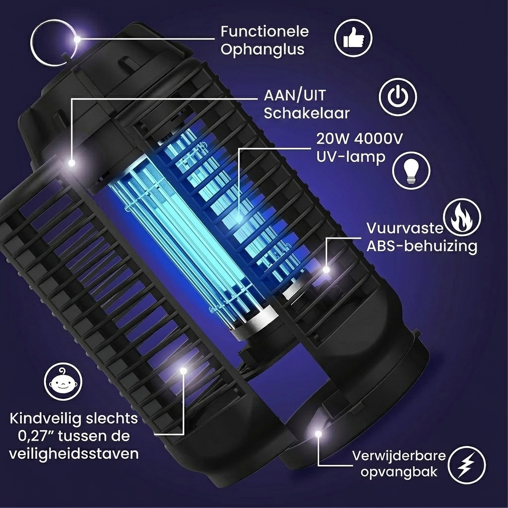 Elios Electric Bug Zapper | 20W UV Light, Waterproof Insect Killer 3