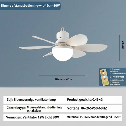 Elios LED Ceiling Fan Lamp | E27 Base, Remote Control, Dimmable Lighting 0