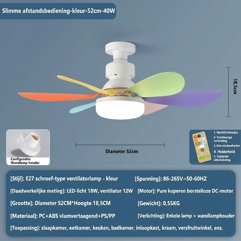 Elios LED Ceiling Fan Lamp | E27 Base, Remote Control, Dimmable Lighting 4