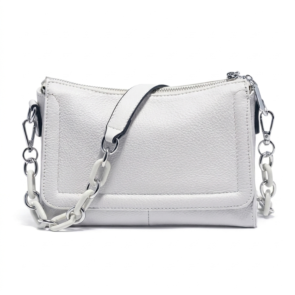 Elysia White Handbag | Timeless Leather Shoulder Bag 0