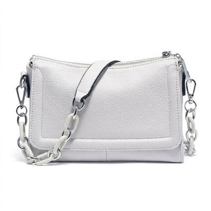 Elysia White Handbag | Timeless Leather Shoulder Bag 0