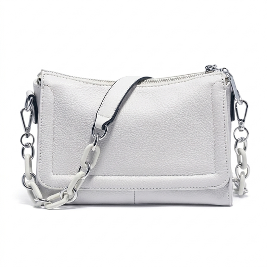 Elysia White Handbag | Timeless Leather Shoulder Bag 0
