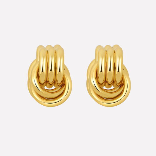 Gala Dangle Earrings for Women | Gold Finish, Oversized Knot Design 0