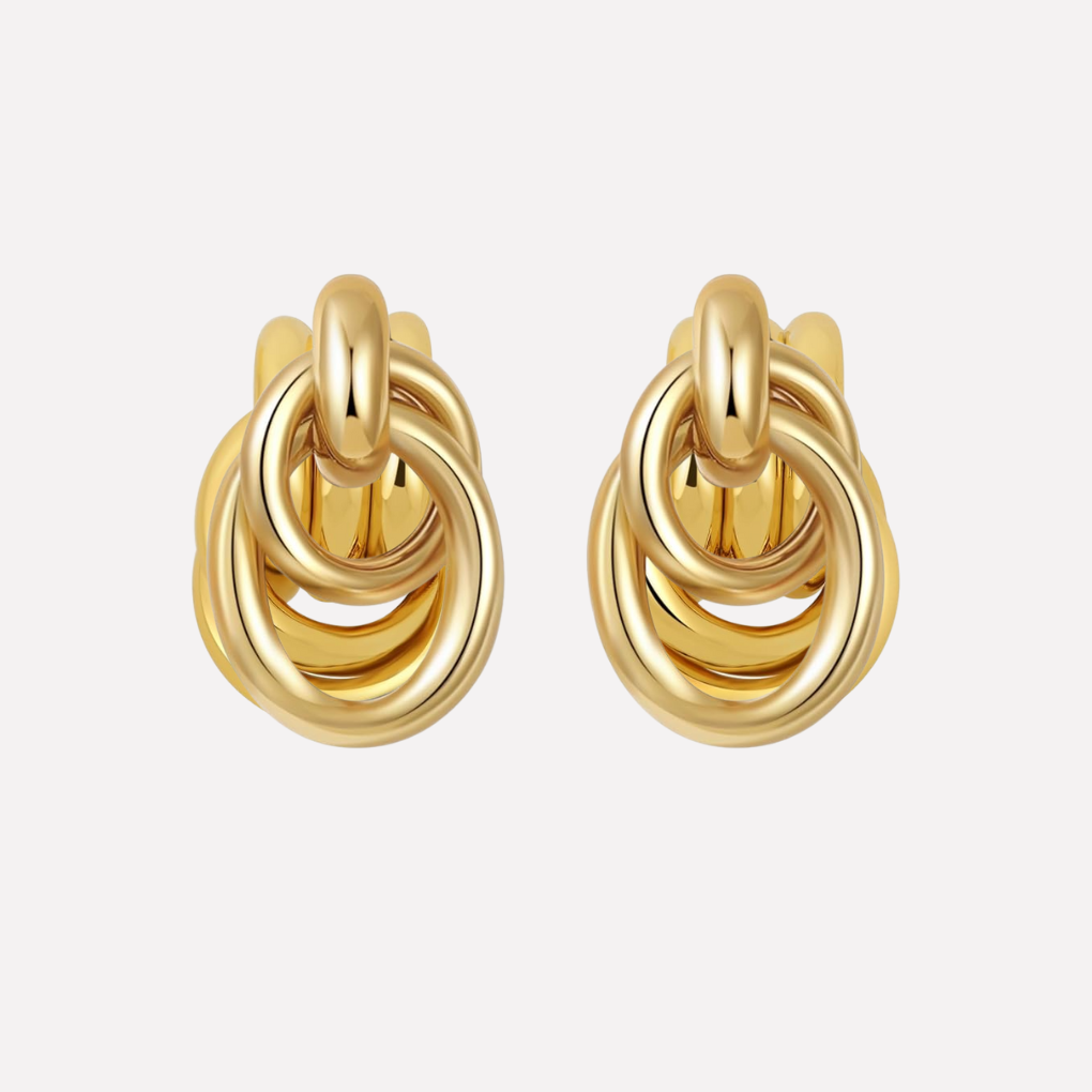 Gala Dangle Earrings for Women | Gold Finish, Oversized Knot Design 7