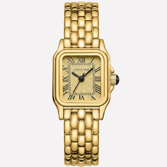 Gala Women's Watch | Rectangular Gold Case, Roman Numerals 0