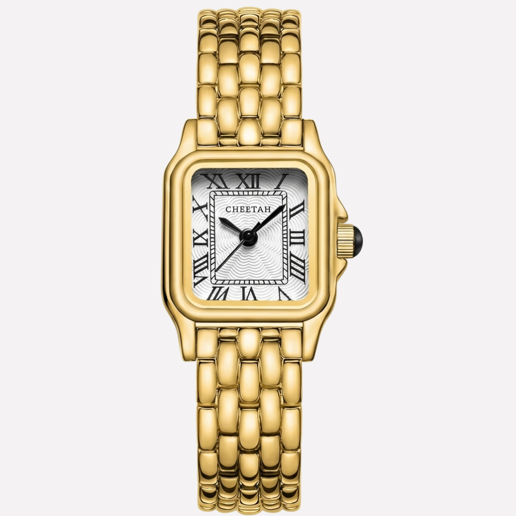 Gala Women's Watch | Rectangular Gold Case, Roman Numerals 1