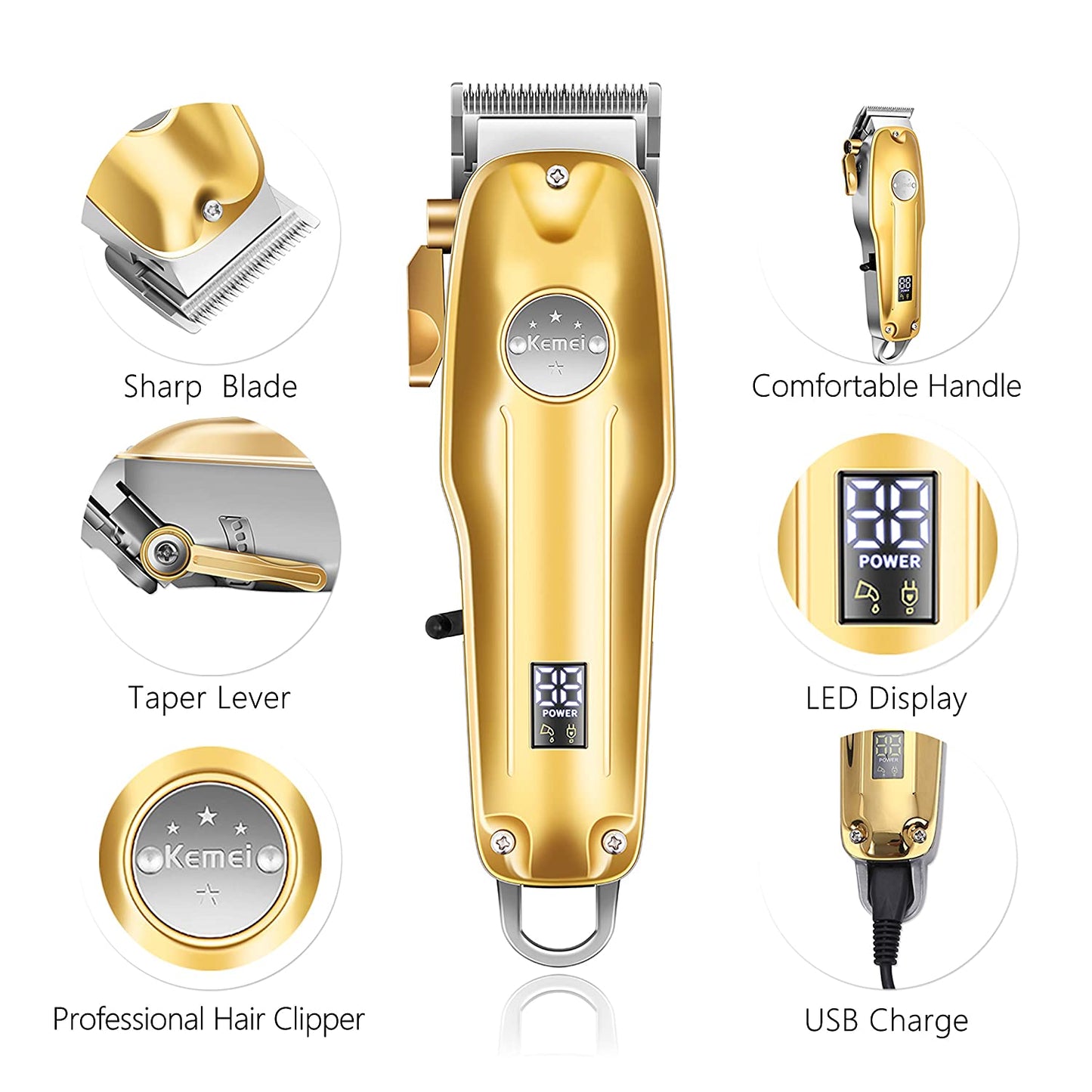 Gleam 3-in-1 Hair Clipper Set | Cordless Hair Clipper, T-Blade Trimmer, Foil Razor 4