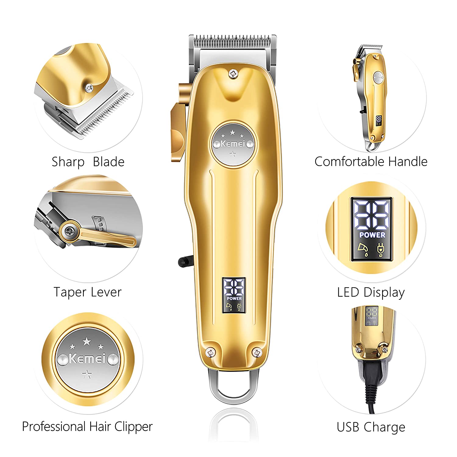 Gleam 3-in-1 Hair Clipper Set | Cordless Hair Clipper, T-Blade Trimmer, Foil Razor 4