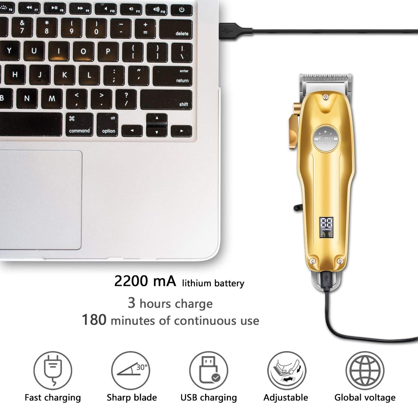 Gleam 3-in-1 Hair Clipper Set | Cordless Hair Clipper, T-Blade Trimmer, Foil Razor 5