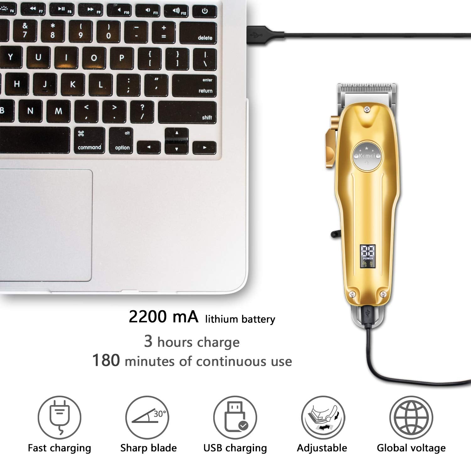 Gleam 3-in-1 Hair Clipper Set | Cordless Hair Clipper, T-Blade Trimmer, Foil Razor 5