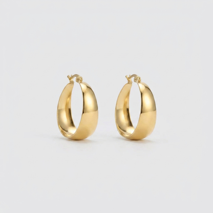 Hera Gold Hoop Earrings | 25mm Flat, 16K Gold-Plated for Women 0