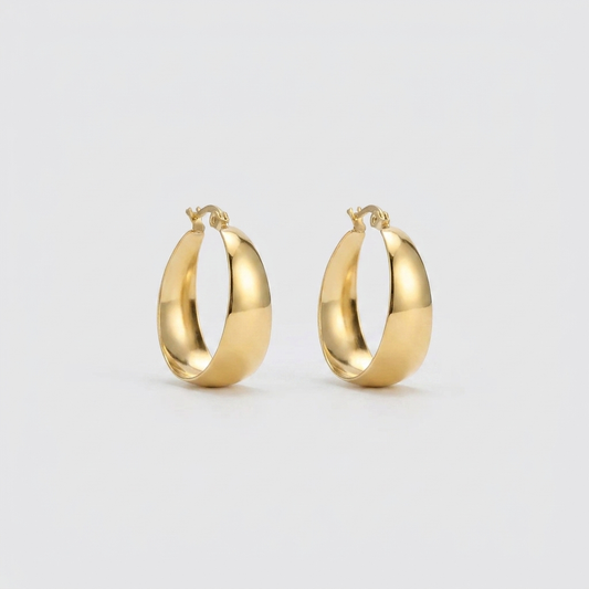 Hera Gold Hoop Earrings | 25mm Flat, 16K Gold-Plated for Women 0