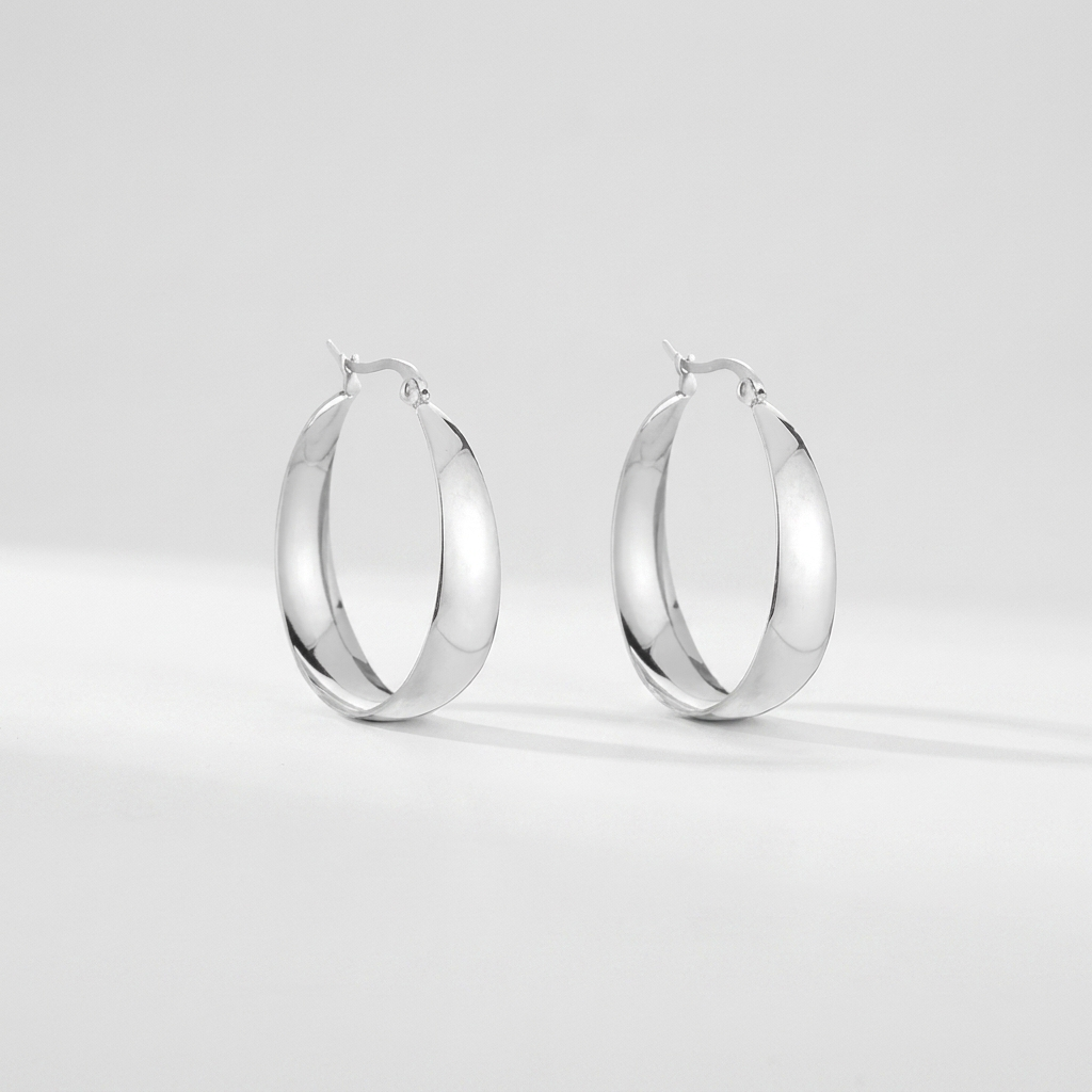 Hera Gold Hoop Earrings | 25mm Flat, 16K Gold-Plated for Women 2
