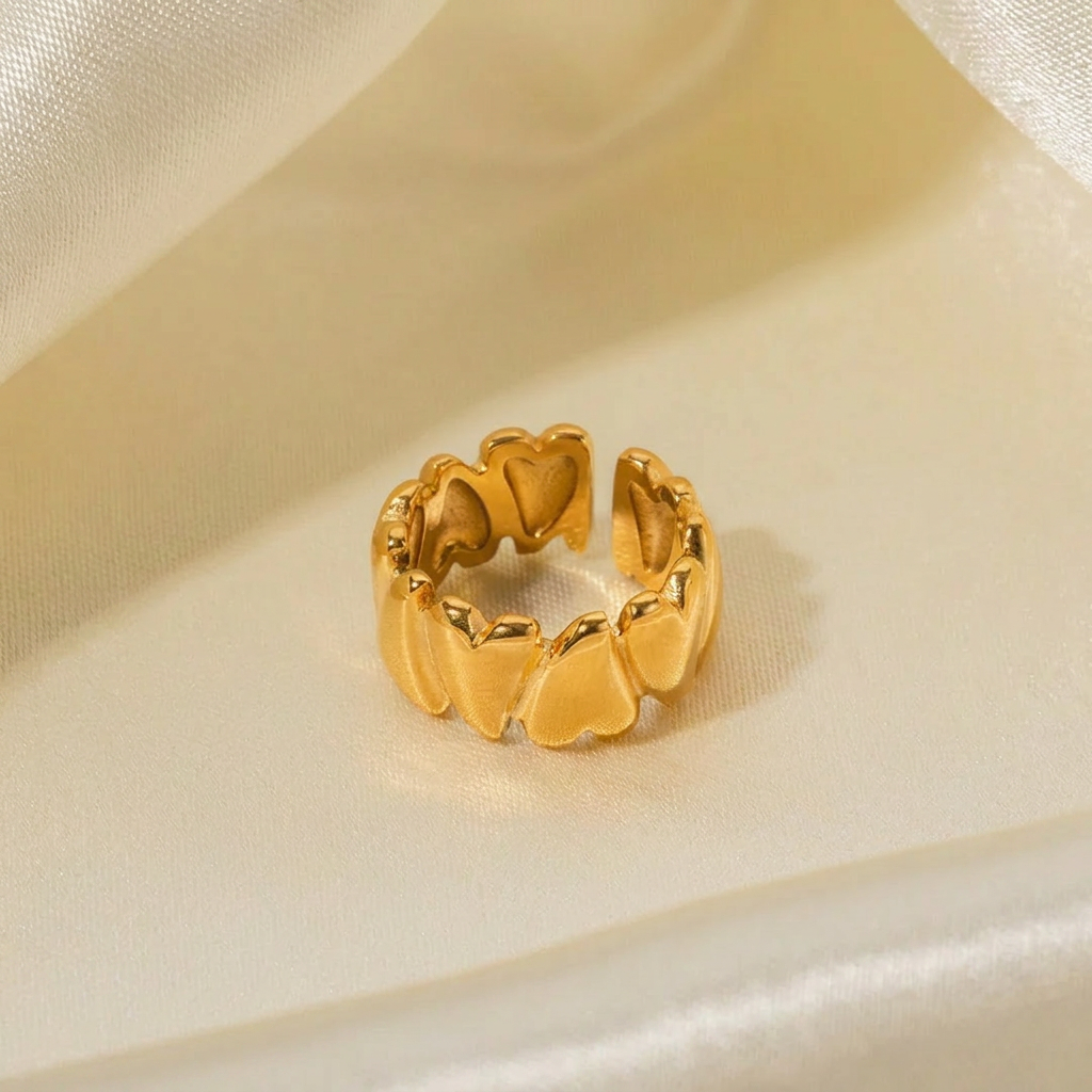 Liora Open Heart Ring | 18K Gold Stainless Steel, Elegant Design 0