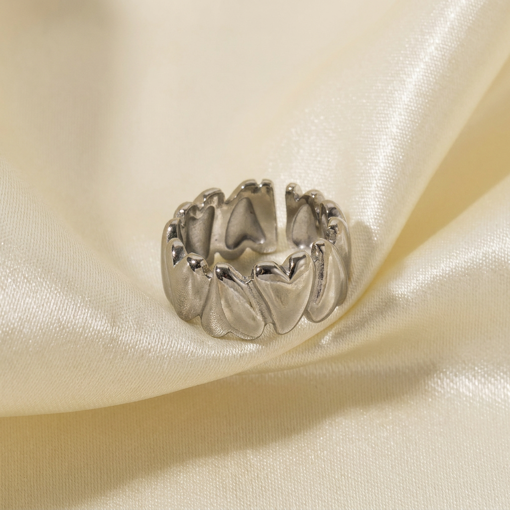 Liora Open Heart Ring | 18K Gold Stainless Steel, Elegant Design 2