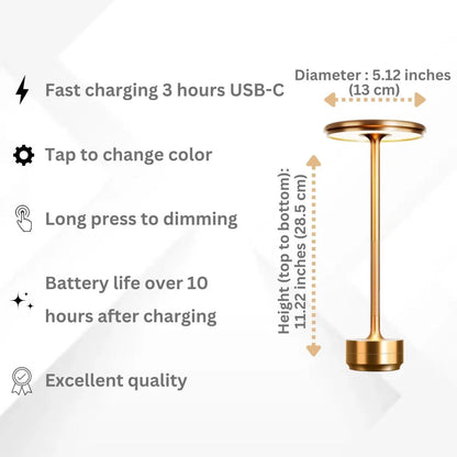 Luma Cordless Table Lamp | Rechargeable, Dimmable Touch Control 3