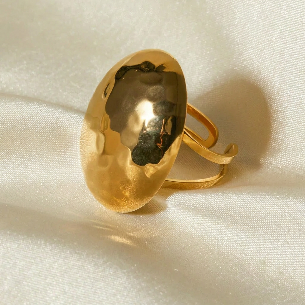 Oren Oval Ring | 18K Gold Plated Stainless Steel, Elegant Design 1