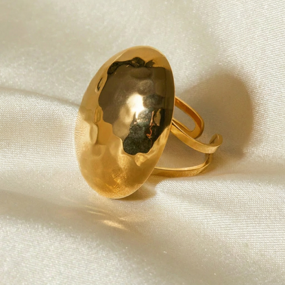 Oren Oval Ring | 18K Gold Plated Stainless Steel, Elegant Design 1