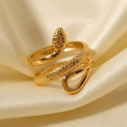 Sable Snake Ring | Gold Plated Stainless Steel, Cubic Zirconia Accents 0