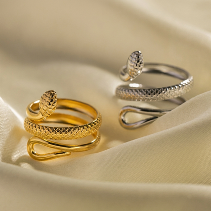 Sable Snake Ring | Gold Plated Stainless Steel, Cubic Zirconia Accents 3