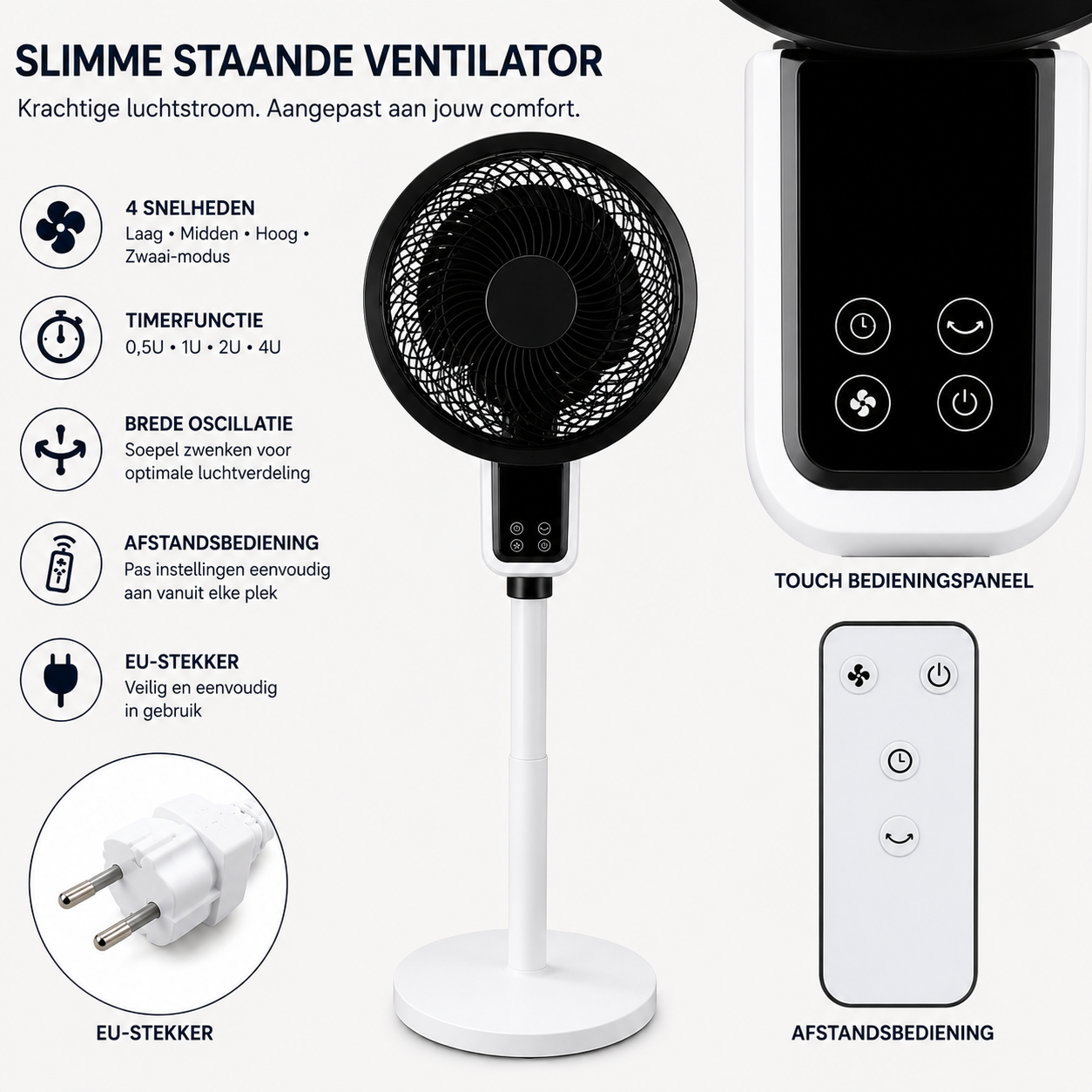 Sento Standing Fan | Oscillating, Quiet Operation, Adjustable Timer 1