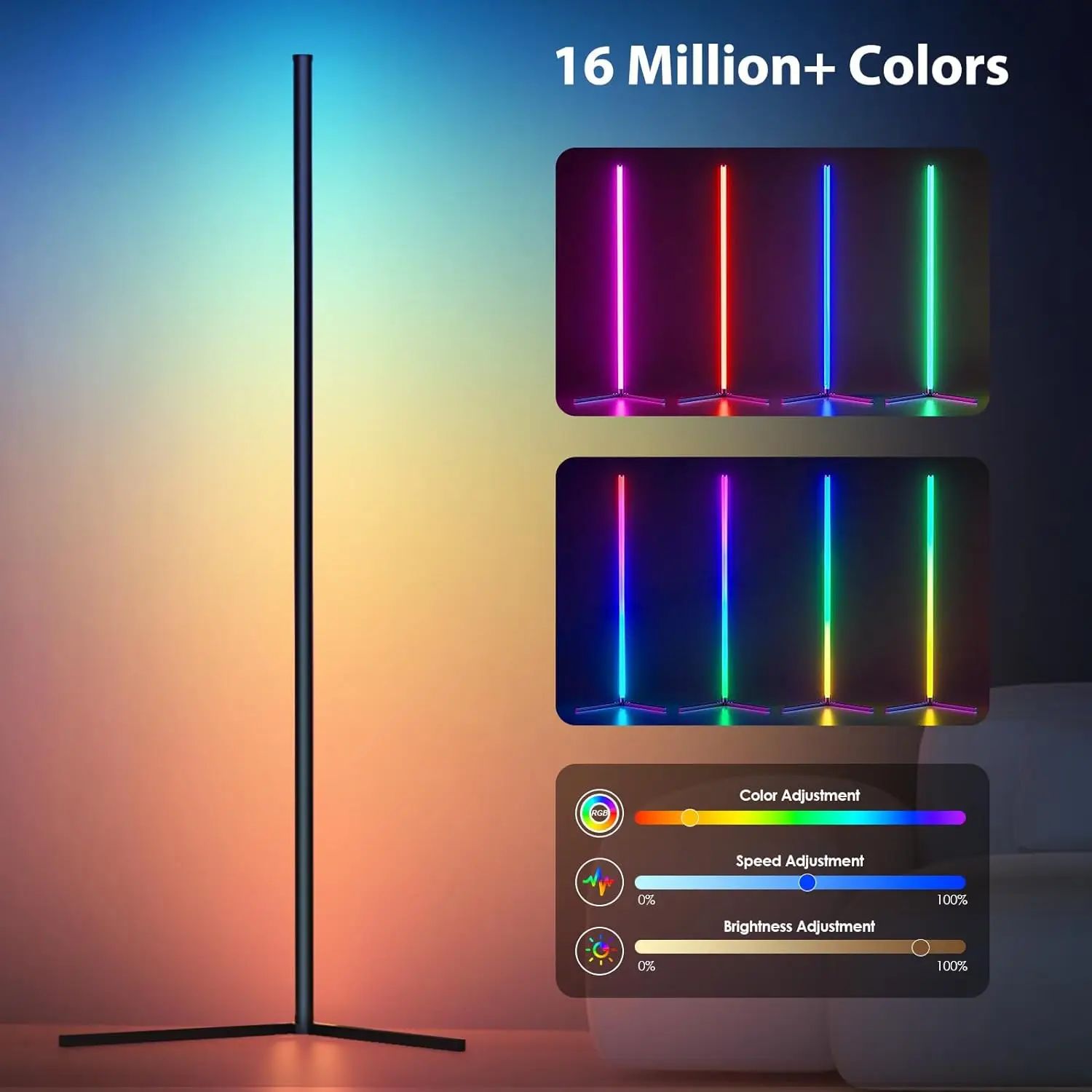 Sola Corner Floor Lamp | 155 cm Dimmable RGB with App Control and Music Sync 1