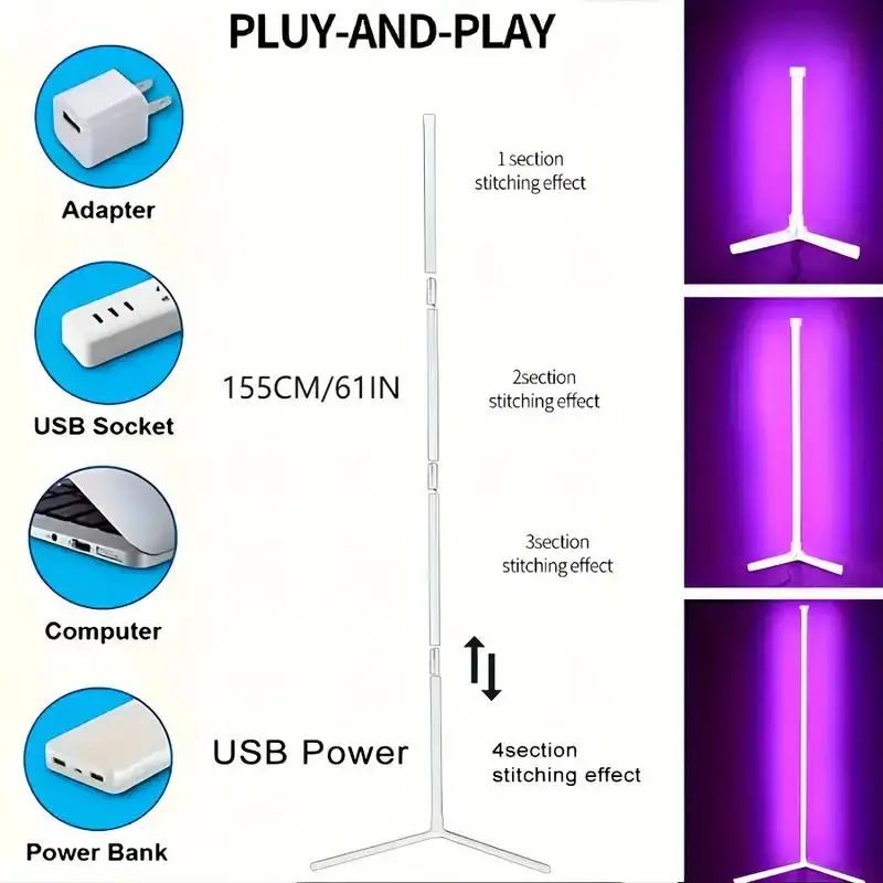 Sola Corner Floor Lamp | 155 cm Dimmable RGB with App Control and Music Sync 4